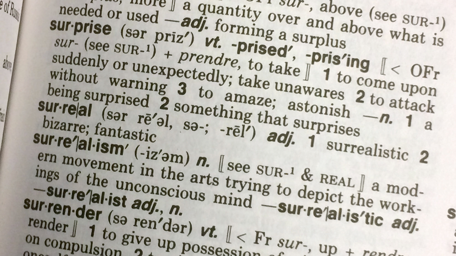 Dictionary words and definitions in close-up