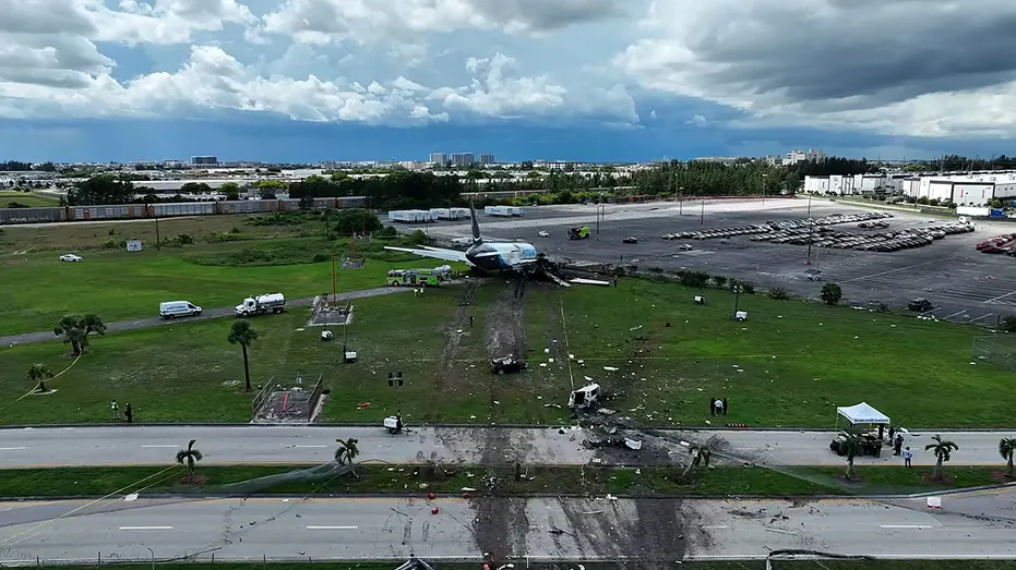 Aerial view of plane crash