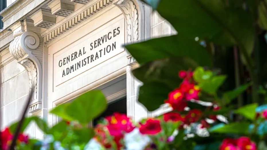 The outside of the General Services Administration building.