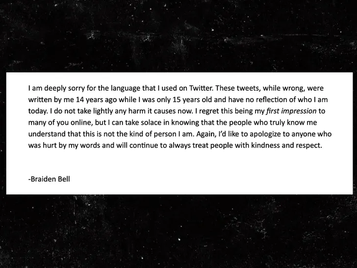 Braiden Bell apology