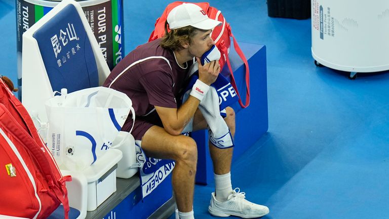 De Minaur was close to tears after having to retire in Beijing