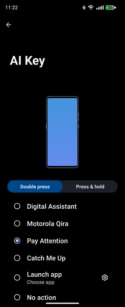 The Razr Ultra 2026 gets the option to customize the AI Key's double press action.