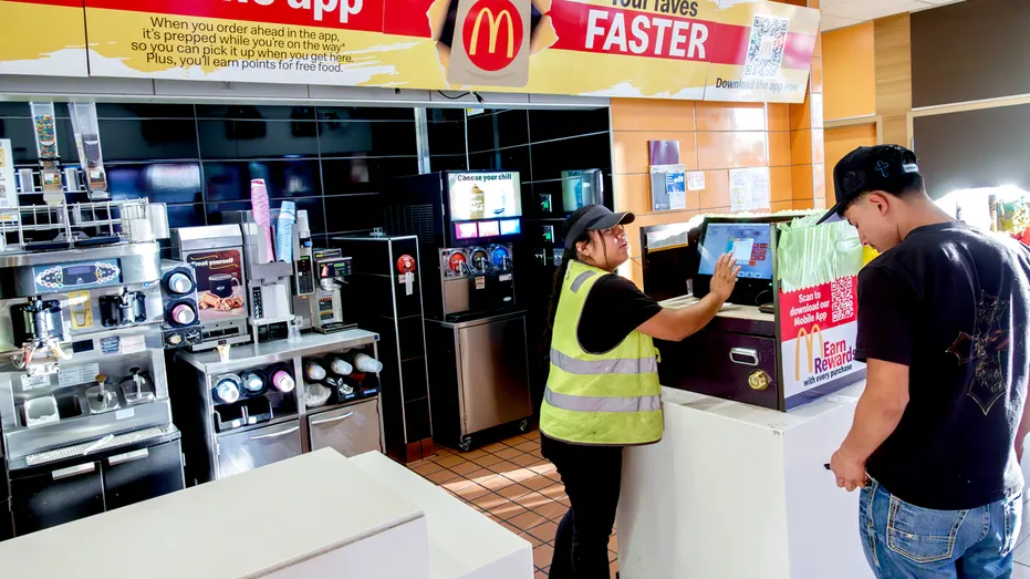 A McDonald's employee and customer.