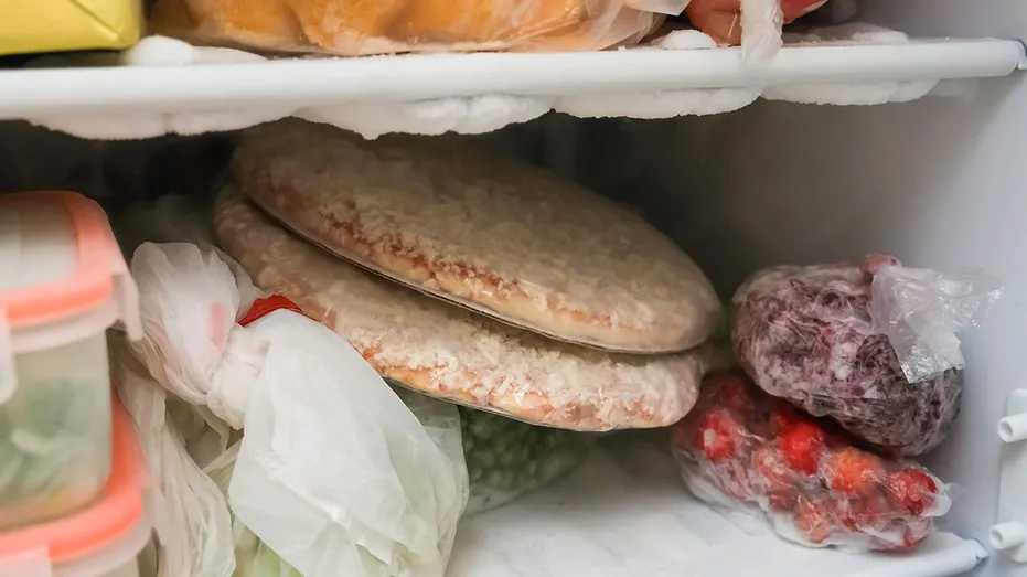 A glimpse of a packed freezer that showcases a variety of frozen items