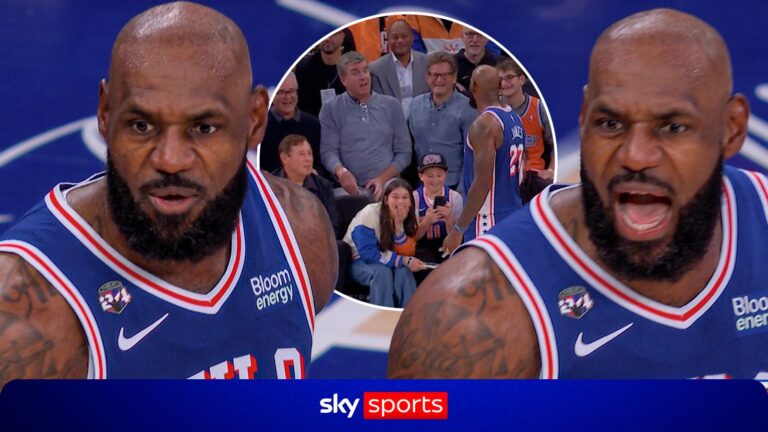 LeBron gets into HEATED exchange with fan on 76ers debut