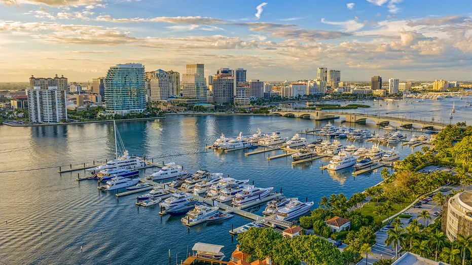 Aerial view of West Palm Beach facing north