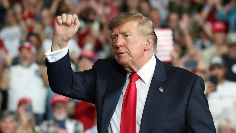 President Donald Trump attends a rally at Guardian Centers in Perry, Georgia