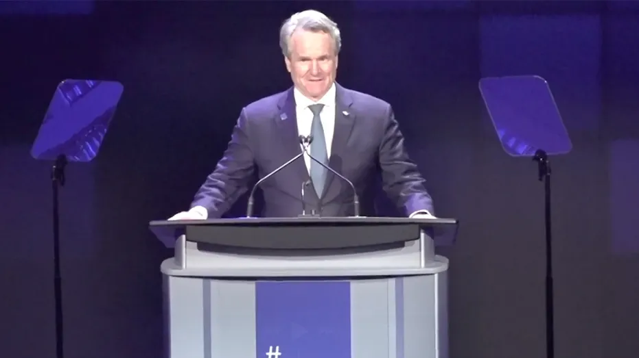Bank of America Chair and CEO Brian Moynihan speaks during the Blue Square Alliance Against Hate’s inaugural benefit at the Waldorf Astoria in New York City on Oct. 21, 2026.