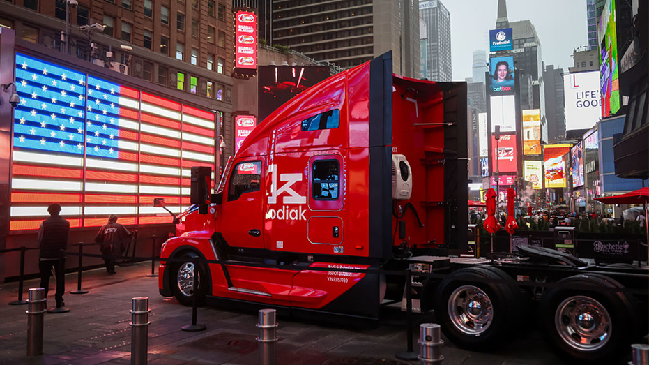 Kodiak AI self driving truck parked in Times Square in New York City