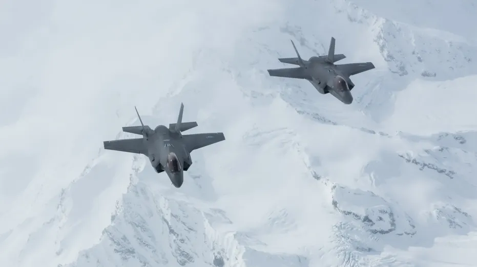 F-35 jets fly over Alaskax