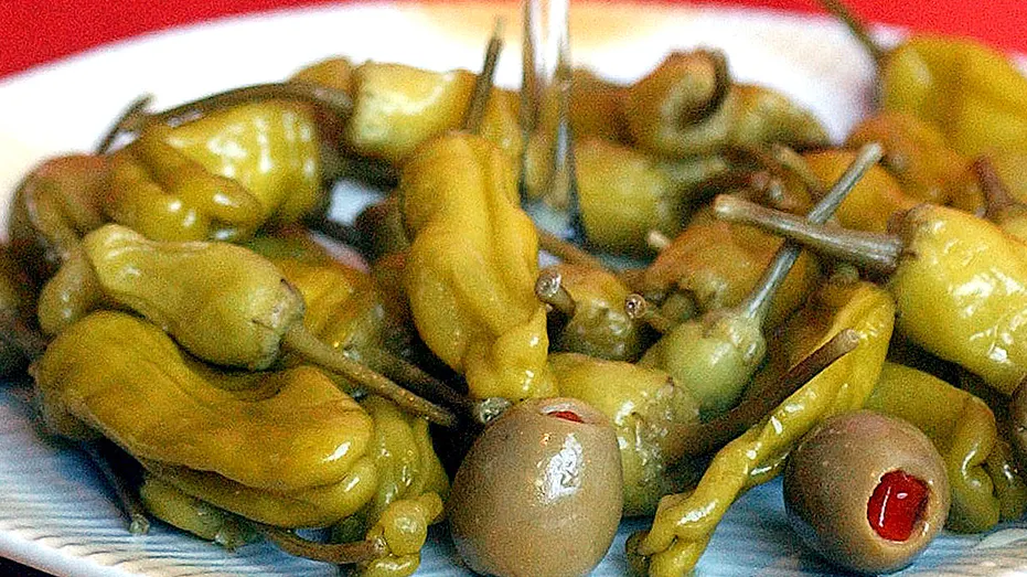 peperoncini on a plate