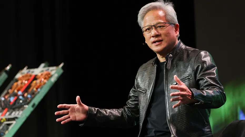 Jensen Huang speaks about AI on stage