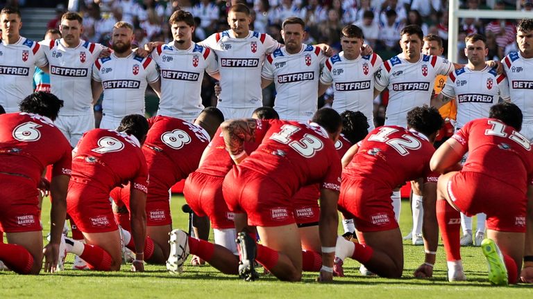 England line up to face Tonga's Sipi Tau