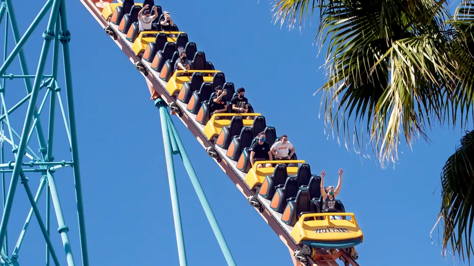Goliath roller coaster at Six Flags Magic Mountain in California.